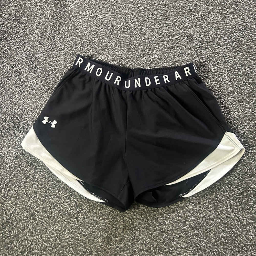 Under Armour Women's Black and White Athletic Shorts